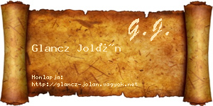 Glancz Jolán névjegykártya